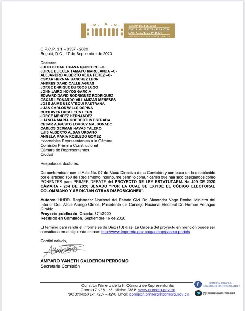 Nombrados ponentes en la Cámara de Representantes: Código Electoral 1 b23be3e1 efb0 4407 9fb7 89b4db302b62