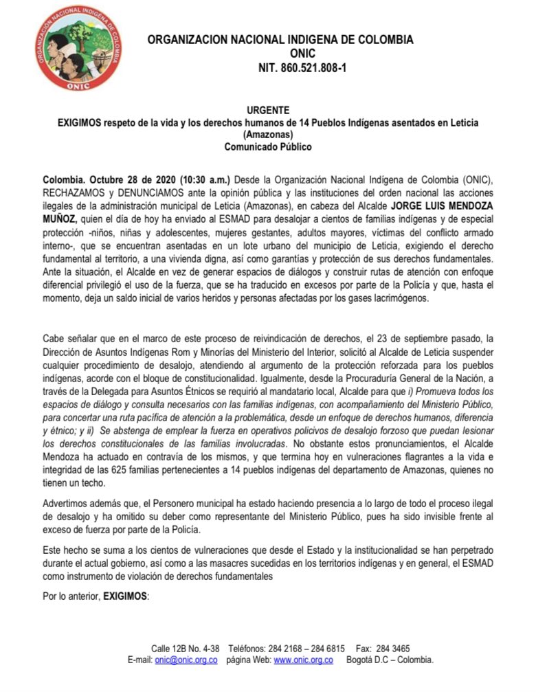 Conmoción en Leticia: Enfrentamiento entre comunidades y el Esmad causó terror 1 Elb3Z39XYAEjlvq