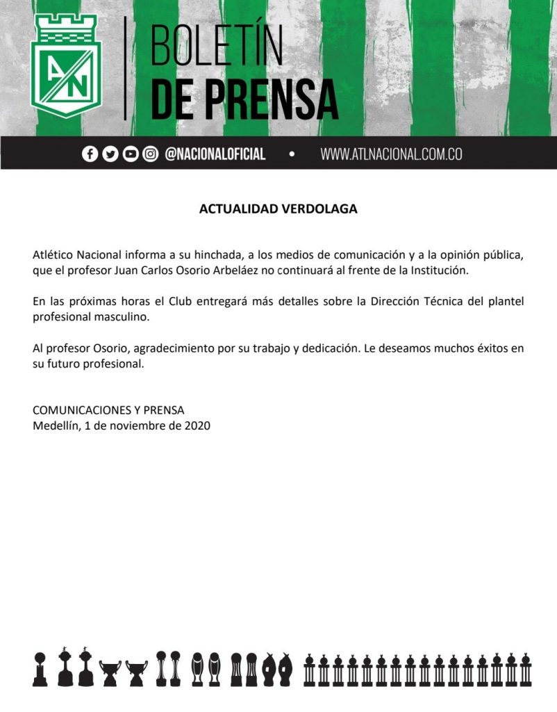 Atlético Nacional despidió al DT Juan Carlos Osorio 1 WhatsApp Image 2020 11 01 at 12.15.49 PM