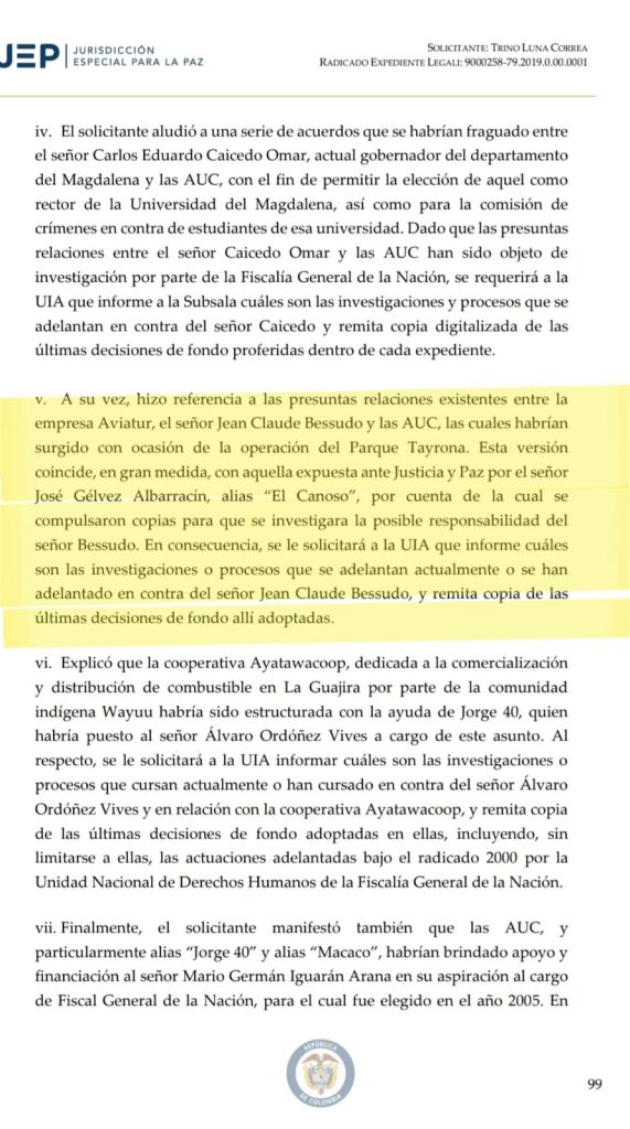 "Declaraciones de Trino Luna ante la JEP quedarían desvirtuadas previamente por Jorge 40 y Hernán Giraldo": Carlos Caicedo 3 bfd7f731 4bcb 4d72 91c8 73cc198512f7