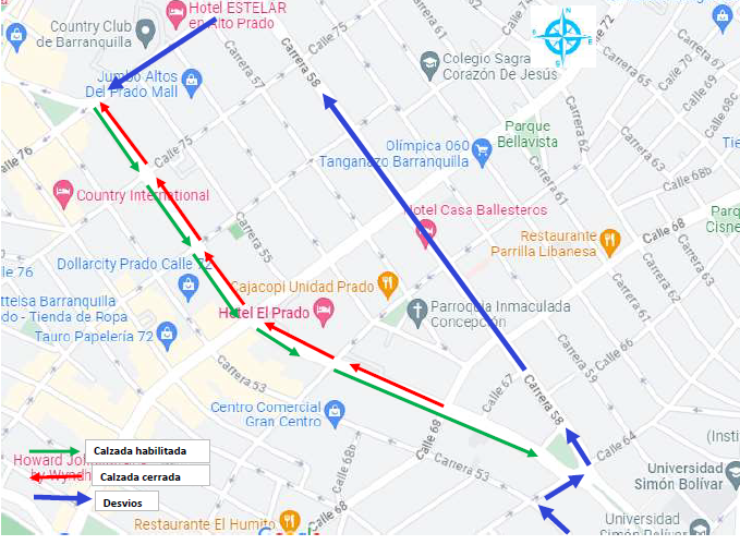 cierre vial carrera 54 evento Caminata Juvenil Catedraton 3