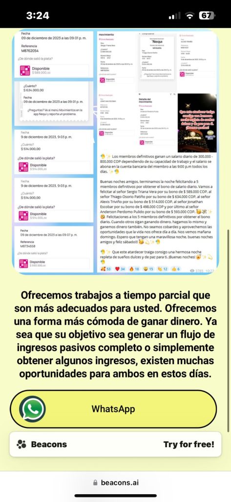 ¿Buscas empleos remotos? Ojo con esta nueva modalidad de estafa 3 WhatsApp Image 2024 01 18 at 3.56.50 PM 1