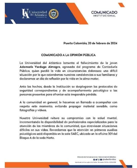 Identifican a joven muerta tras caer del cuarto piso de la UniAtlántico 2 FB IMG 1708515612309