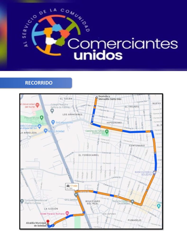 Comerciantes unidos Recorrido