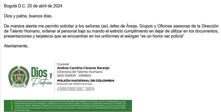 Carta de la Policia