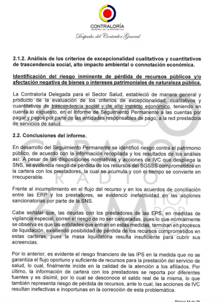 Supersalud carece de capacidad para intervenir Sanitas y Nueva EPS, revela informe de Contraloría 2 Contraloria 2