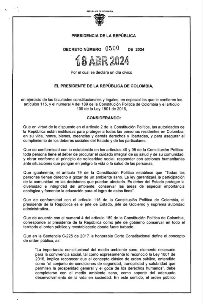 Día Cívico del 19 de abril: Conozca qué entidades estarán en operación y cuáles no 1 decreto dia civico 19 de abril