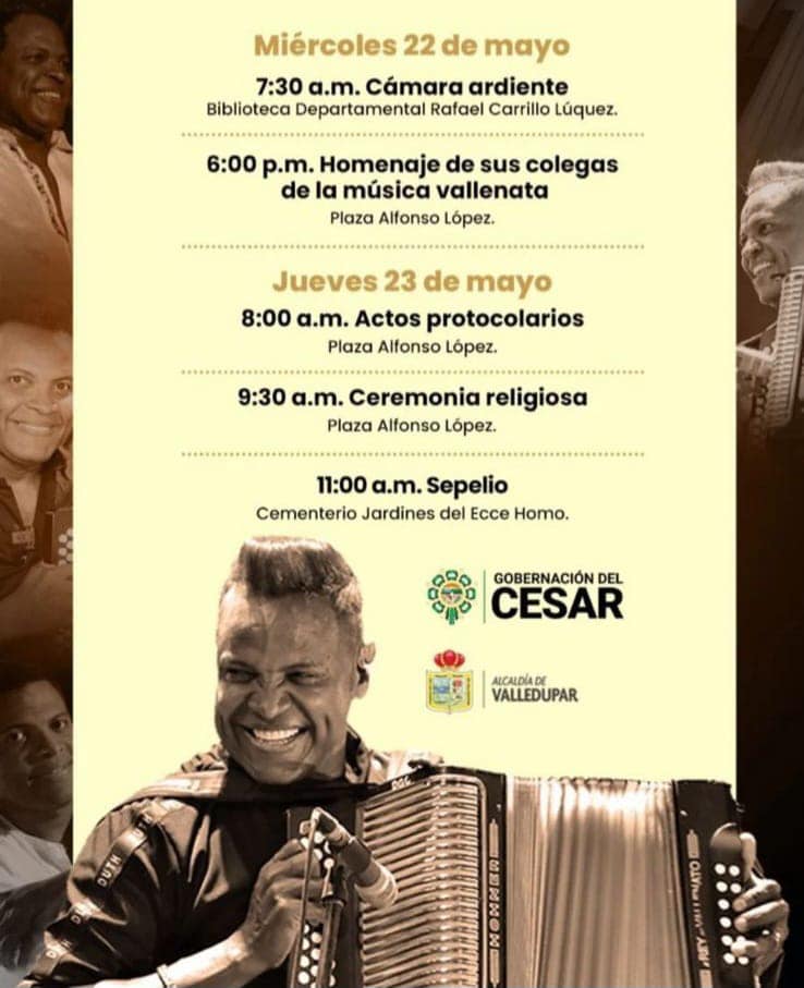 Ultimo adios a Omar Geles Emotivo homenaje y funeral seran en Valledupar