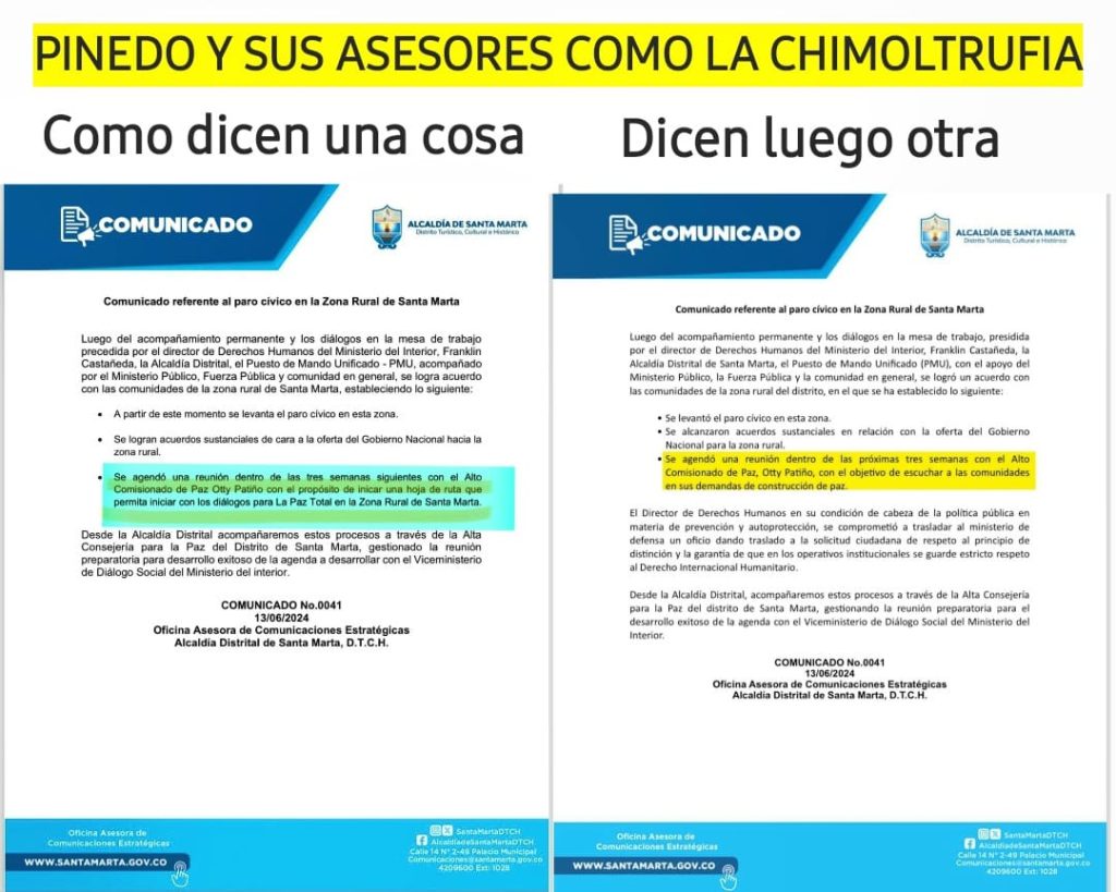 La confusión reina en los comunicados oficiales del alcalde de Santa Marta: "Como la chimoltrufi, como dicen una cosa dice la otra" 1 060236df 74eb 45c6 9f8a d85ef85eb7de