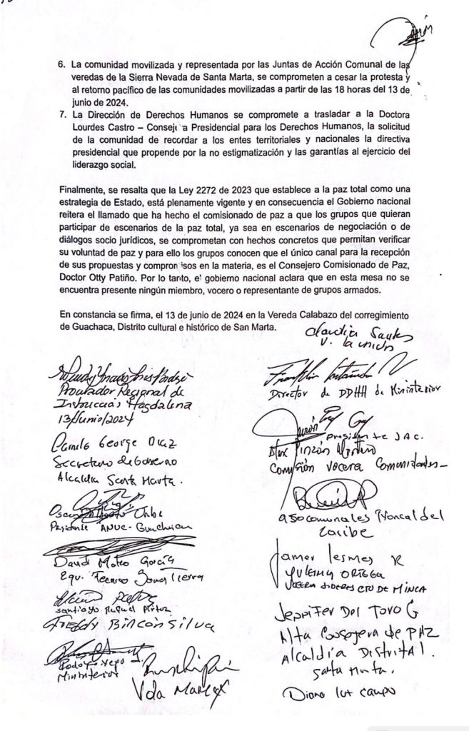 El DDHH del MinInterior habría llegado ayer a Santa Marta para atender diálogos sociales, no son lo mismo que diálogos de paz 4 Acuerdo tras bloqueo de la Troncal del Caribe 2