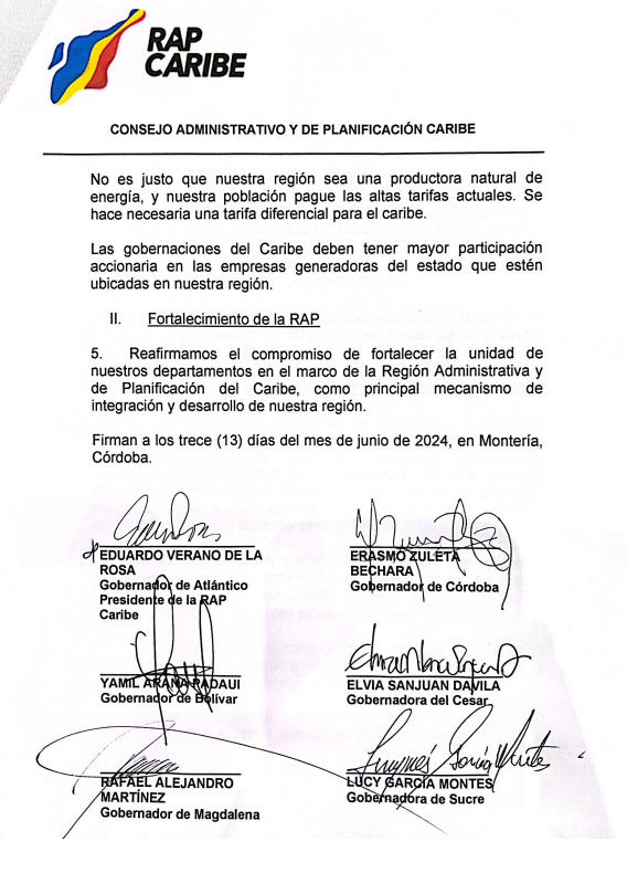 Gobernadores del Caribe confirman creación de empresa con énfasis en energías limpias 7 Captura de pantalla 2024 06 13 221127