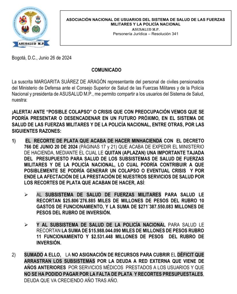 Recortes amenazan estabilidad del sistema de salud de las Fuerzas Militares 1 GRJ r3iXIAA yx8