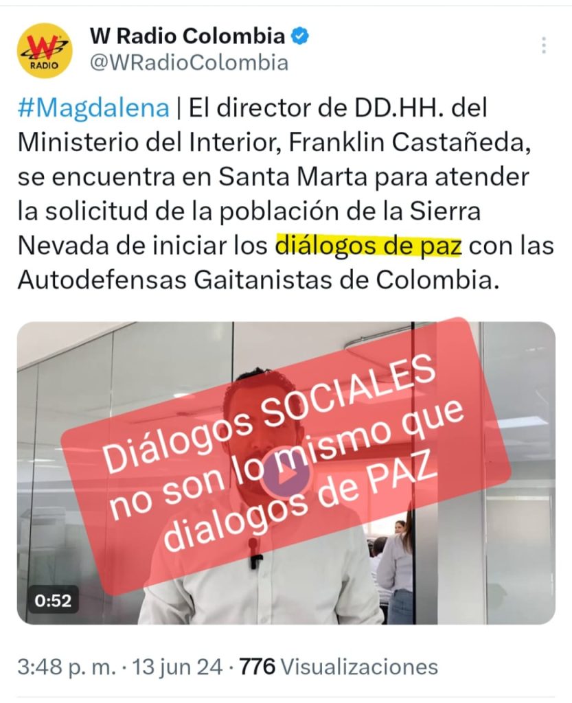 El DDHH del MinInterior habría llegado ayer a Santa Marta para atender diálogos sociales, no son lo mismo que diálogos de paz 1 WhatsApp Image 2024 06 14 at 9.53.38 AM