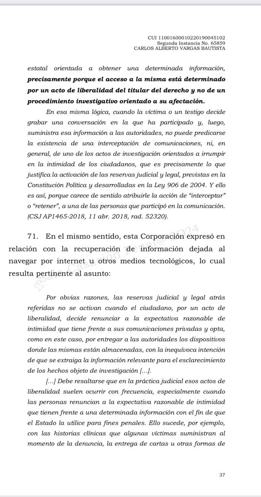 Corte ratifica validez probatoria de las comunicaciones (WhatsApp) 3 3 5