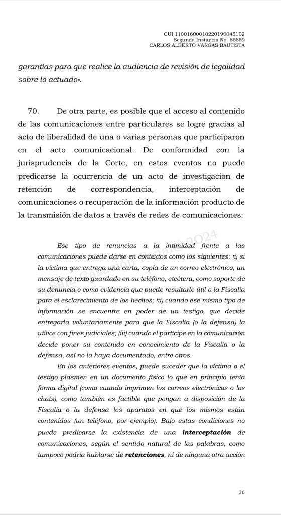 Corte ratifica validez probatoria de las comunicaciones (WhatsApp) 4 4 5