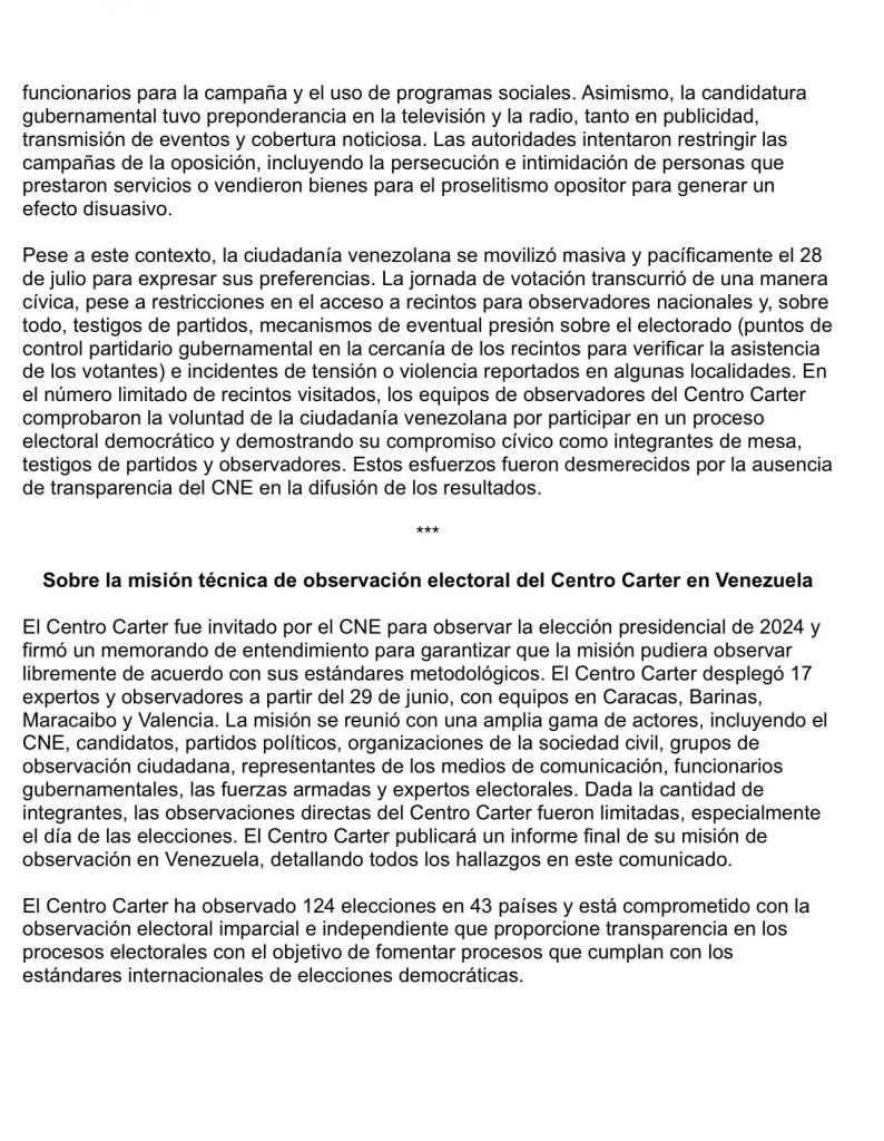 Centro Carter califica como "no democráticas" elecciones en Venezuela 2 GTyf 4PXgAAYqTC