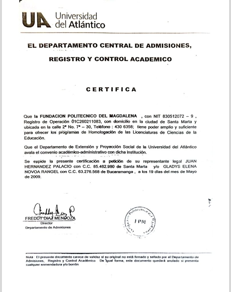 María del Carmen Ceballos estudió y homologó su título con la Fundación Politécnico del Magdalena, que tenía un convenio con la Uniatlántico 1 WhatsApp Image 2024 07 02 at 19.21.44 2