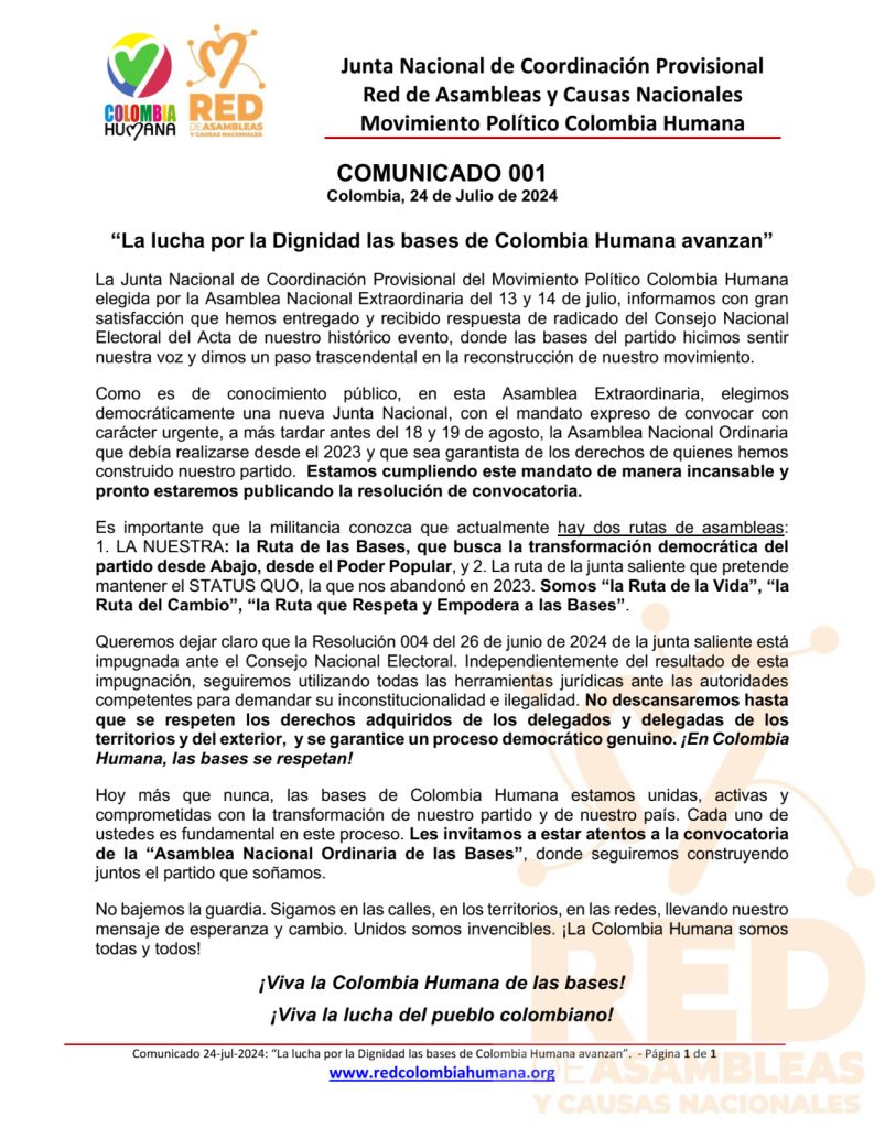 Movimiento Colombia Humana presenta su nueva Junta Nacional de Coordinación y establece rutas asamblearias 1 WhatsApp Image 2024 07 25 at 2.17.41 PM