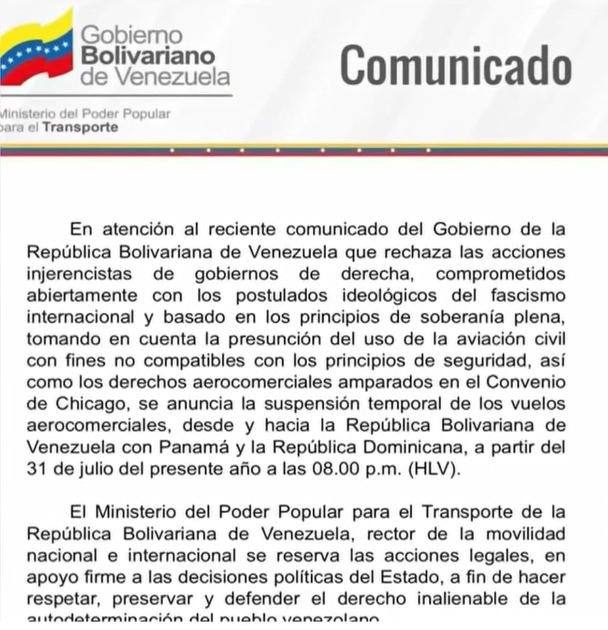 Venezuela suspende temporalmente los vuelos con Panamá y República Dominicana 1 image 38