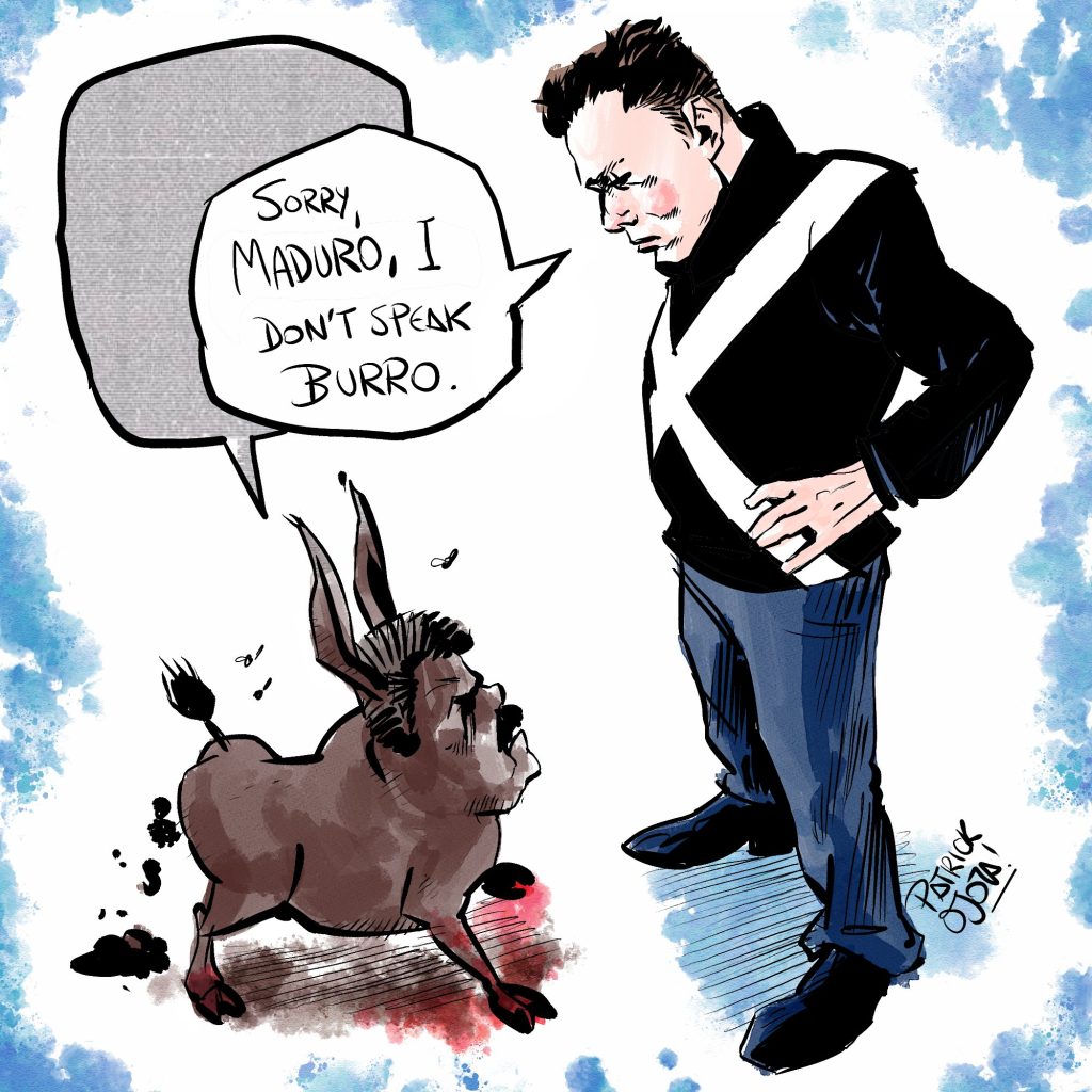 "¿Quieres pelea? ¡No tengo miedo!": Enfrentamiento entre Nicolás Maduro y Elon Musk se intensifica tras elecciones en Venezuela 1 CARICATURA POLITICA DE MUSK y Maduro