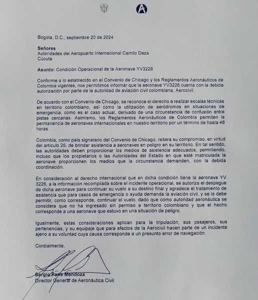 Aeronáutica Civil de Colombia aclara aterrizaje de avión venezolano en Cúcuta: "Incidente operacional" 1 460737911 911802897648754 1969937950758384531 n 1