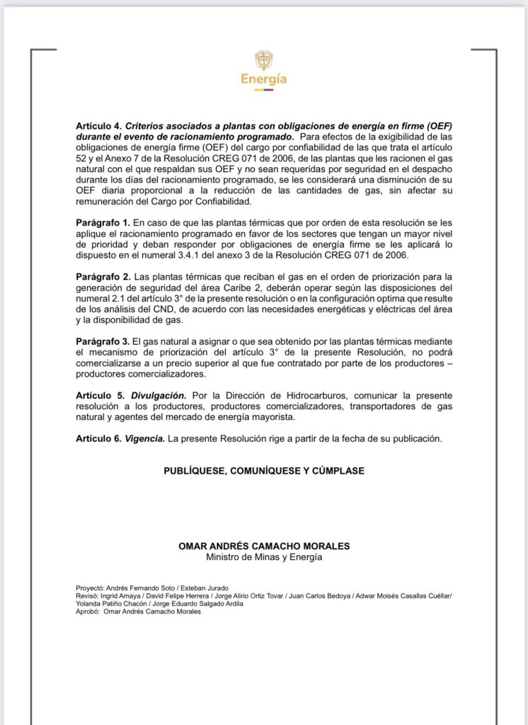 Racionamiento de gas natural para la Costa Caribe: Ministerio de Minas emite resolución clave para garantizar el servicio eléctrico 3 Borrador 3