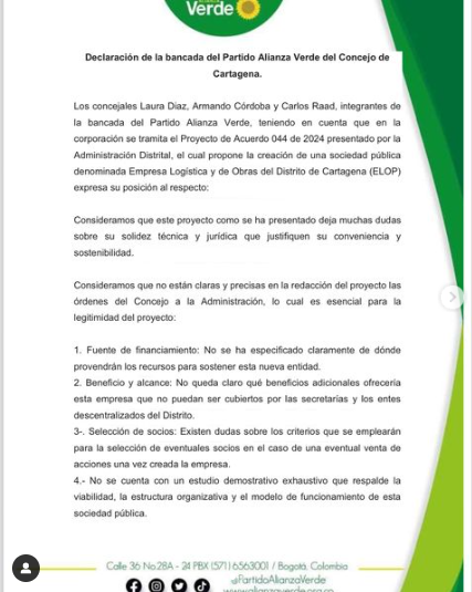Concejales de Alianza Verde rechazan proyecto de acuerdo 044 en Cartagena 1 image 24