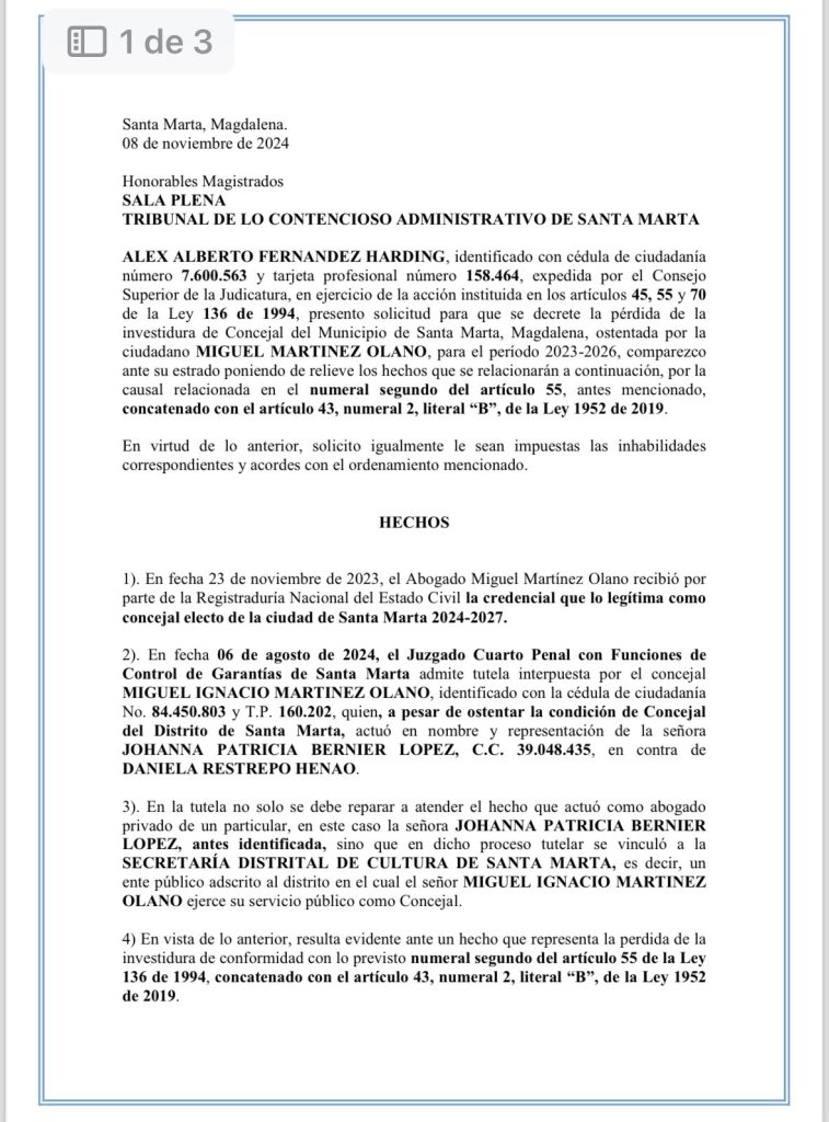 Notifican demanda de pérdida de investidura contra concejal Miguel 'Mono' Martínez 1 GdalcblWwAAH4Pb