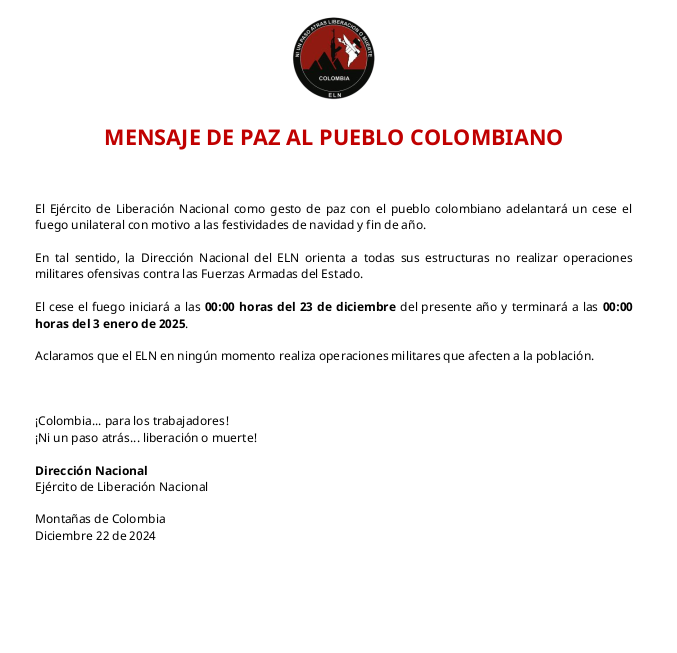 Comunicado del ELN 1