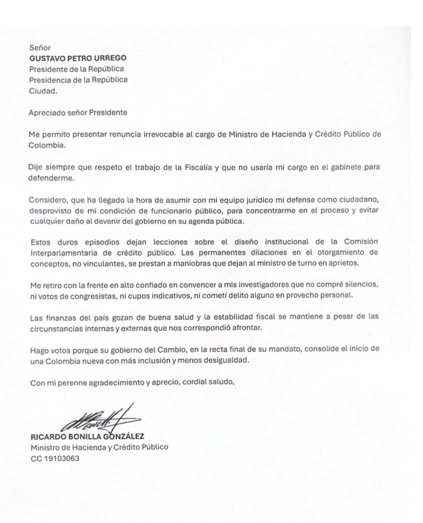 Renunció Ricardo Bonilla al Ministerio de Hacienda 1 Gd 1YJBXAAAwBxz
