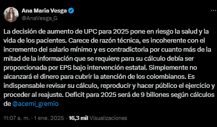 Andi denuncia que el aumento de la UPC agrava la crisis del sistema de salud en Colombia 1 image