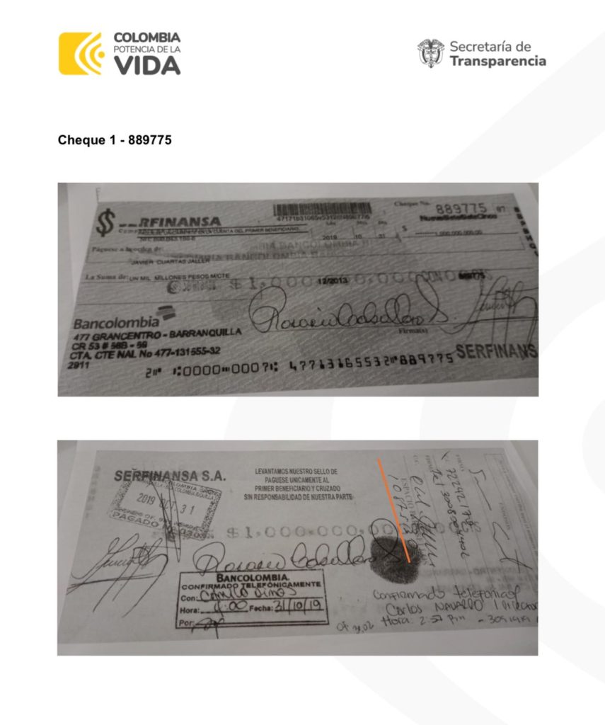 Cheques del banco de los Char Caso Hospital Metropolitano 1