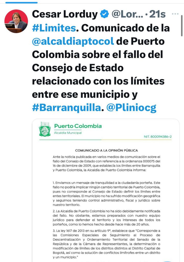 Disputa territorial entre Barranquilla y Puerto Colombia: Asamblea y Alcaldía se pronuncian ante fallo del Consejo de Estado 2 IMG 20250208 WA0029