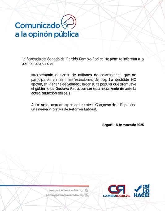 Cambio Radical rechaza la consulta popular de Gustavo Petro 2 GmZ3v6PWQAAqVnb