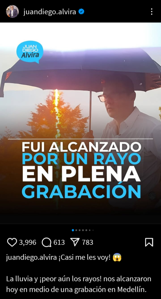 El periodista Juan Diego Alvira se salva de ser impactado por un rayo durante una grabación en W Radio Medellín 1 Screenshot 20250327 213901 404