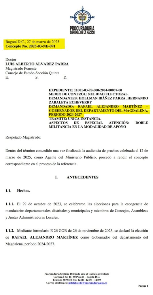 Procuraduría respalda a Rafael Martínez: Pide negar nulidad de su elección como gobernador del Magdalena 1 WhatsApp Image 2025 03 28 at 1.22.13 PM