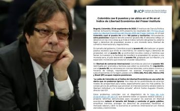 Cesar Lorduy califica de triste y decepcionante la caida de Colombia en libertad economica