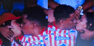 ¿Amor multiple o simple ocurrencia Hincha del Junior asiste con dos mujeres y se vuelve tendencia